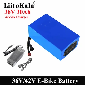 LiitoKala 36V 30AH litija akumulators 36v 30ah bateriju, elektrisko velosipēdu izmantošanu 18650 akumulatora šūnu ar 20A BMS+42V Lādētāju