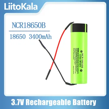Liitokala jaunu oriģinālu NCR18650B 3,7 V 3400mAh 18650 uzlādējams litija akumulatoru mobilo akumulatora + DIY Linie