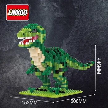 Linkgo Savienojums Bloki DIY Dinozauru Celtniecības Ķieģeļi, Mikro Brinquedo Tyrannosaurus Izsoles Juguetes Bērnu Rotaļu Zēns Klāt 68296