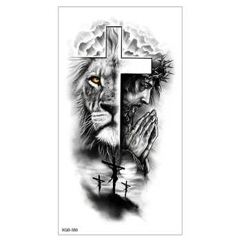 Lion King Ūdensnecaurlaidīgus Pagaidu Tetovējumu Uzlīmes Body Art Viltus Tetovējums, Dzīvnieku Reāli Cilšu Tiger Roku Piedurknēm pārvedami tetovējums
