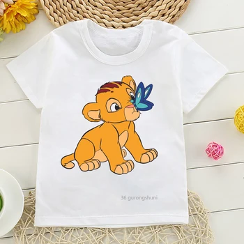 Little Lion Skūpsts, Tauriņa Grafiskais Izdrukāt T-krekls Zēniem T Krekls Smieklīgi Cute Kids Apģērbu Vasaras Ikdienas Modē, Meiteņu T-krekls Topi