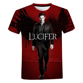 Lucifers T-kreklu apdruka Vīriešu Sieviešu Vasaras Modes Gadījuma Īsām Piedurknēm 3D Lucifers Iespiests T-krekls Harajuku Streetwear Plus Lieluma T Krekli