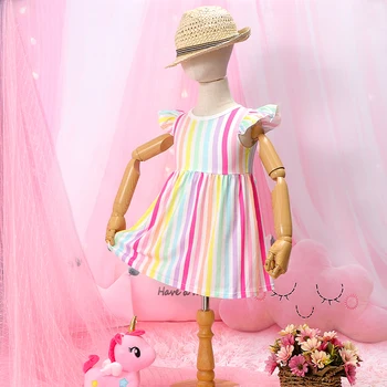 LUCKKIDS Rainbow Rozā Māsa Apģērbs, T-Krekls, Kleita Romper Strīpām Loku Apģērbs Fly Dzimšanas dienas Dāvana Uzmavu 0-6T