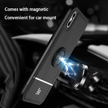 Luksusa Auto Magnētisko Gredzenu Turētājs Kameras Lēcu Aizsardzības PU Ādas Telefonu Gadījumā Mobilo iPhone X XR XS Max Aizmugurējo Vāciņu Būtiska soma
