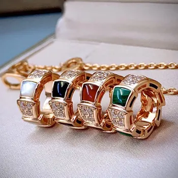 Luksusa Jewelry1:1High Kvalitātes Spīd un Melnā Akmens Čūsku Skelets Kaklarota Rožu Zelta Krāsā Romiešu Zīmola BVL Populārs Rotaslietas