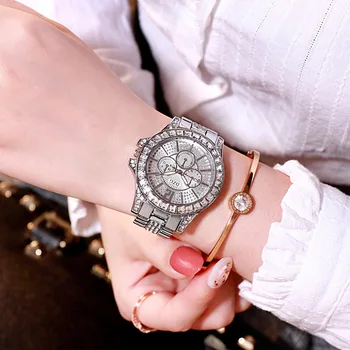 Luksusa Sieviešu pulkstenis ar Dimantu Skatīties Dāmas Top Rokas Pulksteņi Ladies Gadījuma Sieviešu Aproce Kristāla Pulksteņi Relogio Feminino