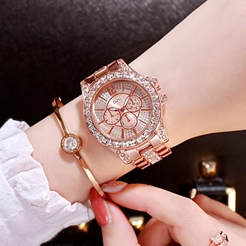 Luksusa Sieviešu pulkstenis ar Dimantu Skatīties Dāmas Top Rokas Pulksteņi Ladies Gadījuma Sieviešu Aproce Kristāla Pulksteņi Relogio Feminino