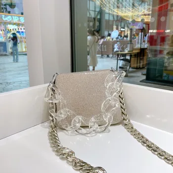 Luksusa spilgti dimanta somā Akrila pleca siksna, jauns modes sieviešu dizaineru tekstūra rietumu stila ķēdes messenger bag