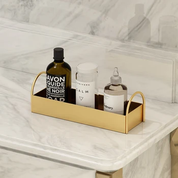 Luksusa zelta metāla daudzslāņu kosmētikas uzglabāšanas plaukts virtuvē, vannas istabā vanity ādas kopšanas produktu glabāšanas smaržas, rotaslietas uzglabāšanas kaste