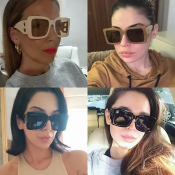 Luksusa Zīmolu Laukumā Saulesbrilles Sieviešu Ir 2021. Jaunu Lielgabarīta Melnos Toņos Vintage Liels Rāmis Modes Sieviešu, Saules Brilles UV400 Brilles