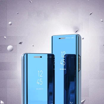 Luksusa Ādas Gadījumā Samsung Galaxy A10 A20 A30 A40 A50 A60 A70 A80 A3 A5 Līdz 2017. Telefona Somiņa Spogulis