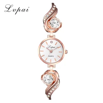 Lvpai Marke Luxus Strass Uhren Frauen Quarz Armband Uhren Damen Kleid Neue Režīmā Rose Gold Uhr relogios kol saati