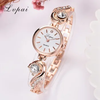 Lvpai Marke Luxus Strass Uhren Frauen Quarz Armband Uhren Damen Kleid Neue Režīmā Rose Gold Uhr relogios kol saati