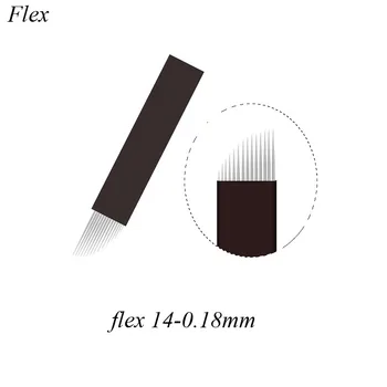 LÂMINA FLEX 14 - 0,18 MM MICRO BLACK Nano Microblading Adatas 14Pins Rokasgrāmata Līnijas Uzacu Tetovēšanas Adatas Tetovējums Asmens