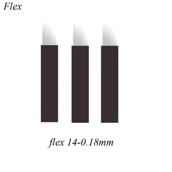LÂMINA FLEX 14 - 0,18 MM MICRO BLACK Nano Microblading Adatas 14Pins Rokasgrāmata Līnijas Uzacu Tetovēšanas Adatas Tetovējums Asmens