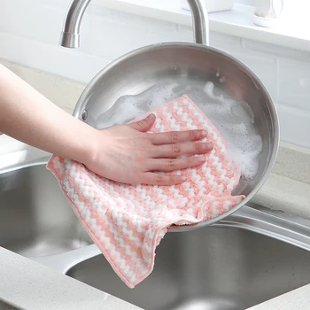 Lētākais 1GB Tīrīšanas Audums Mazgāšanai Dishs Virtuves Dubultā Sānu Super Absorbējoša Dishcloth Virtuves Dvieli Lupatas Skrubis Rīks