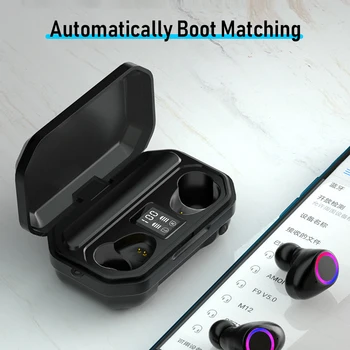 M12 Taisnība Bezvadu Earbuds Bluetooth saderīgu 5.0 Ear Stereo Austiņas TWS Austiņas ar 2000mAh Uzlādes Gadījumā Mikrofons