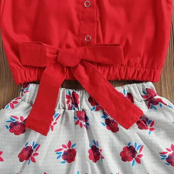 Ma&Mazulim 0-24M Vasaras Jaundzimušā bērna Baby Meitenes Sarkanu Apģērbu Komplekts Valentīna dienas Tērpiem, Sarkanu Kreklu Ruffles Bikses, Kostīmi Bloomers