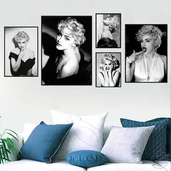 Madonna Plakātu Slaveno Mūzikas Dziedātājs Melna Balta Foto Zvaigzne Aktrise Sienas Art Attēlus Dzīvojamā Istaba Dekori