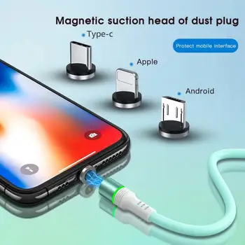 Magnētiskā Datu Kabeļi Silīcija USB Vads IPhone Lādētājs 360 Grādu Pagriezt USB C Tipa Kabelis Samsung Magnēts Uzlādes Kabelis