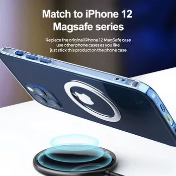 Magnētiskā Telefons Mount Turētājs Metāla Gredzenu iPhone 11 12 Pro Max Apaļā Dzelzs Lapu, Hops, lai Magsafe Magnēts Qi Bezvadu Lādētāju
