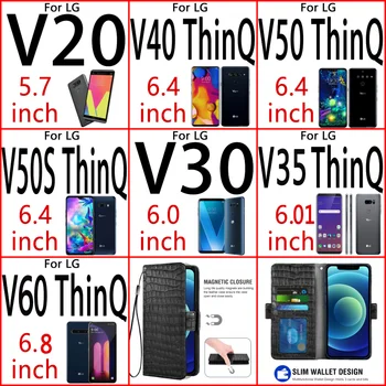 Maks, Telefons, Gadījumā, LG V40 V50S V50 V20 V5 V60 V30 V35 V 50 40 30 20 60 ThinQ Plus V30plus Luksusa Ādas Magnētisko Pārsegu