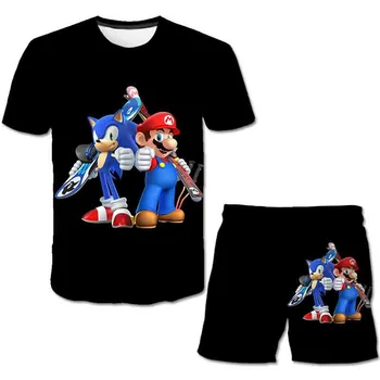Mario Bros T Krekls Un Bikses 4 5 6 7 9 12 13 14 Gados Bērnu Zēnu, Meiteņu T-krekls Zēniem Tshirts Bērnu Apģērbu Bērns, Meitene, Topi, t-veida