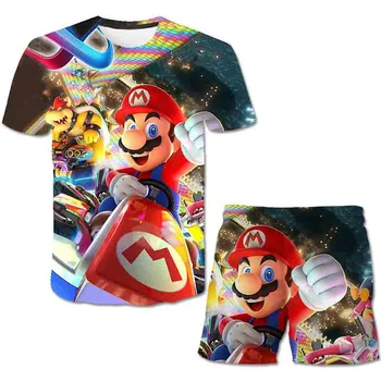 Mario Bros T Krekls Un Bikses 4 5 6 7 9 12 13 14 Gados Bērnu Zēnu, Meiteņu T-krekls Zēniem Tshirts Bērnu Apģērbu Bērns, Meitene, Topi, t-veida
