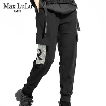 Max LuLu Atsperu Konstrukcija Ir 2021. Sieviešu Karstā Urbšanas Drukāšanas Brīvs Bikses Dāmas Melna Elastīga Harēma Bikses Meitenēm, Fitnesa Pantalons