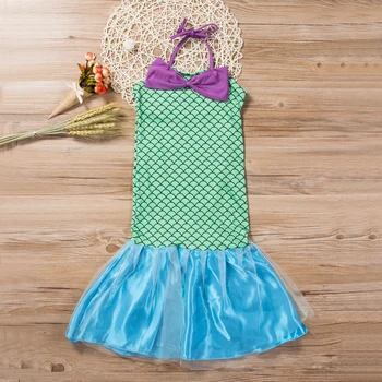 Mazulis Ariel Uzstādīt Meitene Auduma Toddler Bērniem Loku Acs Princese Kleita Puse Cosplay Kostīmu Tērpiem 2020