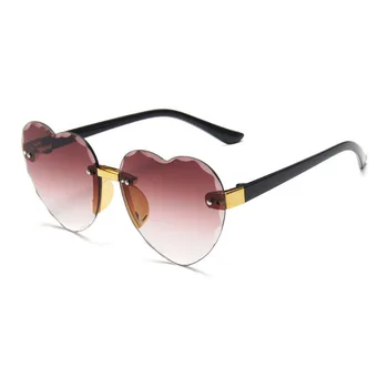 Meitene Saulesbrilles Sirds Ir 2021. Modes Zīmola Retro bez apmales Brilles Mīlestība Cute Rozā Bērnu Saulesbrilles, Brilles UV400