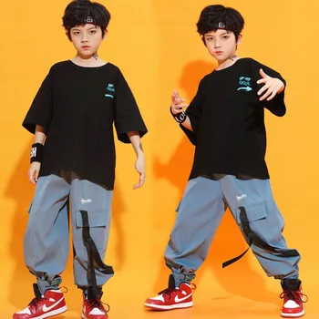 Meitenes Džeza Mūsdienu Deju Tērpi Brīvs T Taktiskās Kravas Bikses Bērniem, Zēniem Hip Hop Deju apģērbi Tērpiem, Skatuves Apģērbs