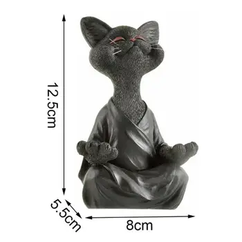 Melns Budas Kaķis Statuetes Meditācija, Joga Kolekcionējamus Dekori Dārza Mājas Apdare Amatniecība Dārza Rotājumu Miniatūras Figūriņas