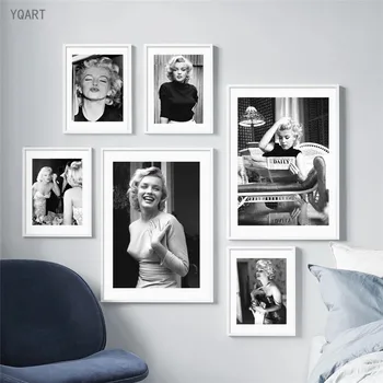 Melnā un Baltā Marilyn Monroe Glezna Attēlus Filmu Zvaigzne Plakātu un Izdrukāt Sienas Mākslas Audekls Gleznas Mājas Dzīvojamā Istaba Dekori
