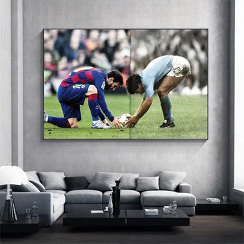 Messi un Djego Maradona Futbola Spēlētājs Mākslas Maradona, Plakātu un Izdrukāt uz Audekla Apgleznošana Sienu Mākslas Aina Dzīvojamā Istaba Dekori