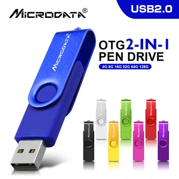Metāla OTG 2 IN 1 pen drive 128GB Micro usb memory stick 32GB pendrive 64GB key usb 16GB 8GB key usb 2.0 flash drive usb memoria