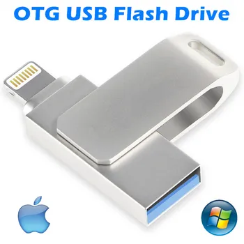 Metāla USB Flash Drive ipad un iphone 13 12 11 X 9 8 7 6 5s se OTG Pendrive 16gb 32gb 64gb, 128gb atmiņas karti memory stick ios un 256 gb 512g
