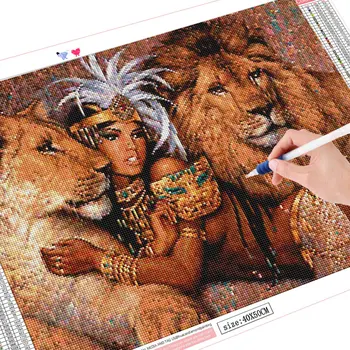 Miaodu 5d Dimanta Glezniecības Pilnībā Urbt Laukumā Dzīvnieku Lauva Dimanta Izšuvumi Krustdūrienā Portrets Sieviete Mozaīkas Decortion