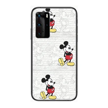 Mickey Mouse Tālruni Gadījumā, Huawei P 40 30 20 10 Lite Smart Z Pro Black Etui Coque Krāsošana Hoesjes komiksu modes
