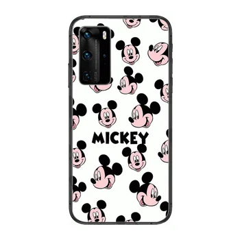 Mickey un Minne Tālruni Gadījumā, Huawei P 40 30 20 10 Lite Smart Z Pro Black Etui Coque Krāsošana Hoesjes komiksu modes