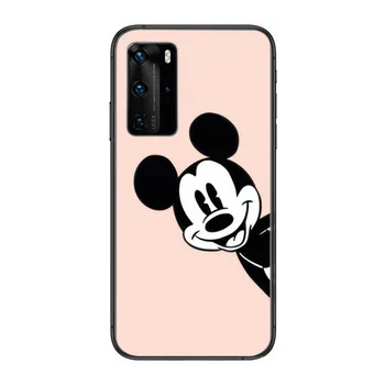 Mickey un Minne Tālruni Gadījumā, Huawei P 40 30 20 10 Lite Smart Z Pro Black Etui Coque Krāsošana Hoesjes komiksu modes