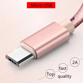 Mikro USB Kabeli Neilona Pītā Datu Ātru Lādētāju, USB Vads Samsung Xiaomi Redmi Huawei LG microusb Android Tālrunis Kabeļi