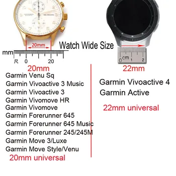 Milanese Metāla Siksniņu 20mm Par Garmin Venu Kv. Priekštecis 245M 245 645 Mūzikas Vivoactive 3 Pārvietoties Aproce Band Silikona Watchband