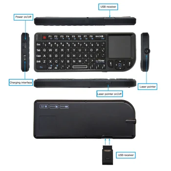 Mini 2.4 Ghz Wireless Keyboard spāņu/krievu/angļu 3-in-1 Rokas Tastatūra Ar Touchpad Peles PC Notebook Smart TV Box