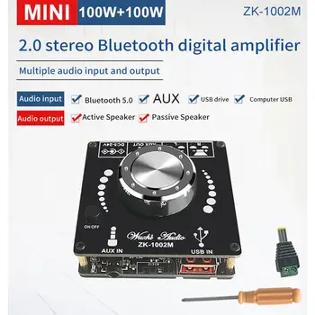 MINI Bluetooth 2.0 5.0 Audio Jaudas Stereo Pastiprinātājs ZK-1002M augstas precizitātes Klases Digitālo 20-200W USB AUX Skaņas Karte Mini Mūzikas AMP