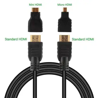 Mini HDMI-savietojams Adapteris Micro HDMI saderīgas Pieslēgvietas 1,5 m 4k Hd Kabeli PS3 HDTV DVD XBOX, PC Pro nodilumizturība