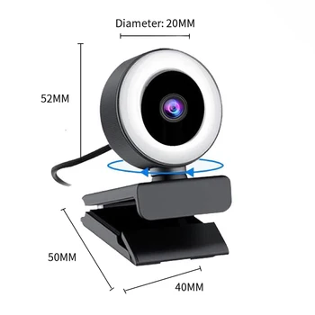 Mini Kamera, Full HD 1080P 2K USB Datoru, Fotokameru, autofokusu un HD Aizpildīt Gaismas Cam ar Mikrofonu, LED Ring Light For Tikšanās Birojs