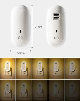 Mini LED Nakts apgaismojums Tālvadības Kontroles Ātrās Uzlādes Nightlight Lampa 220V Dual USB Ligzda Bērniem, Bērnu Istabas, Guļamistabas Apgaismojums