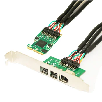 Mini PCI-e, lai IEEE 1394 Kontrollera Karti Combo 1x 1394A 6Pin & 2x 1394B 9Pin Adapteris Firewire 800 Noņemams Datoru, DATORA