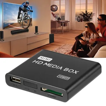Mini Pilnu 1080p HD Media Player Lodziņā MPEG/MKV/H. 264 HDMI, AV, USB + Tālvadības pulti Atbalsta MKV / RM-SD / USB / SDHC / MMC HDD, HDMI
